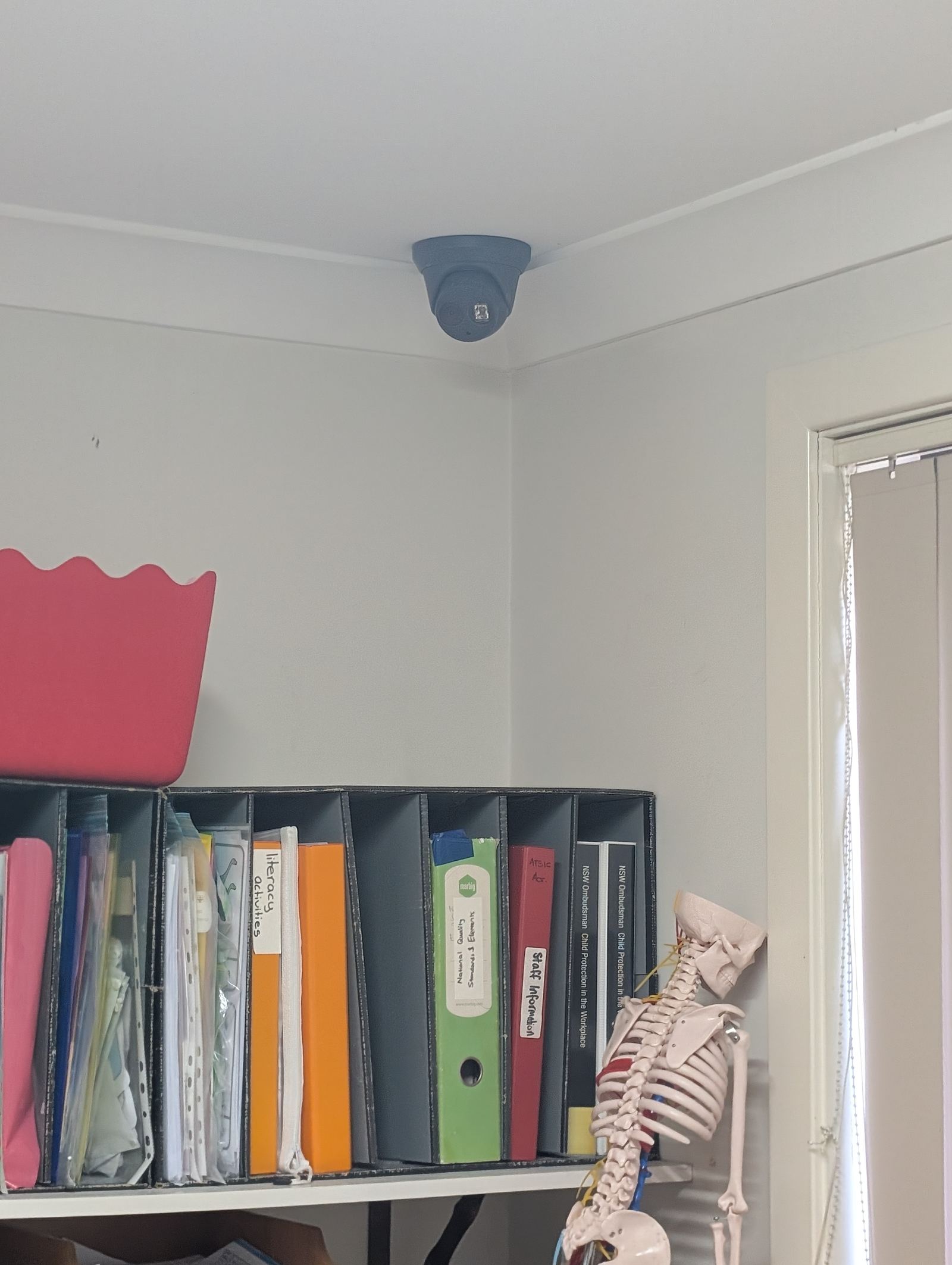 Discreet dome camera in a commercial office ceiling