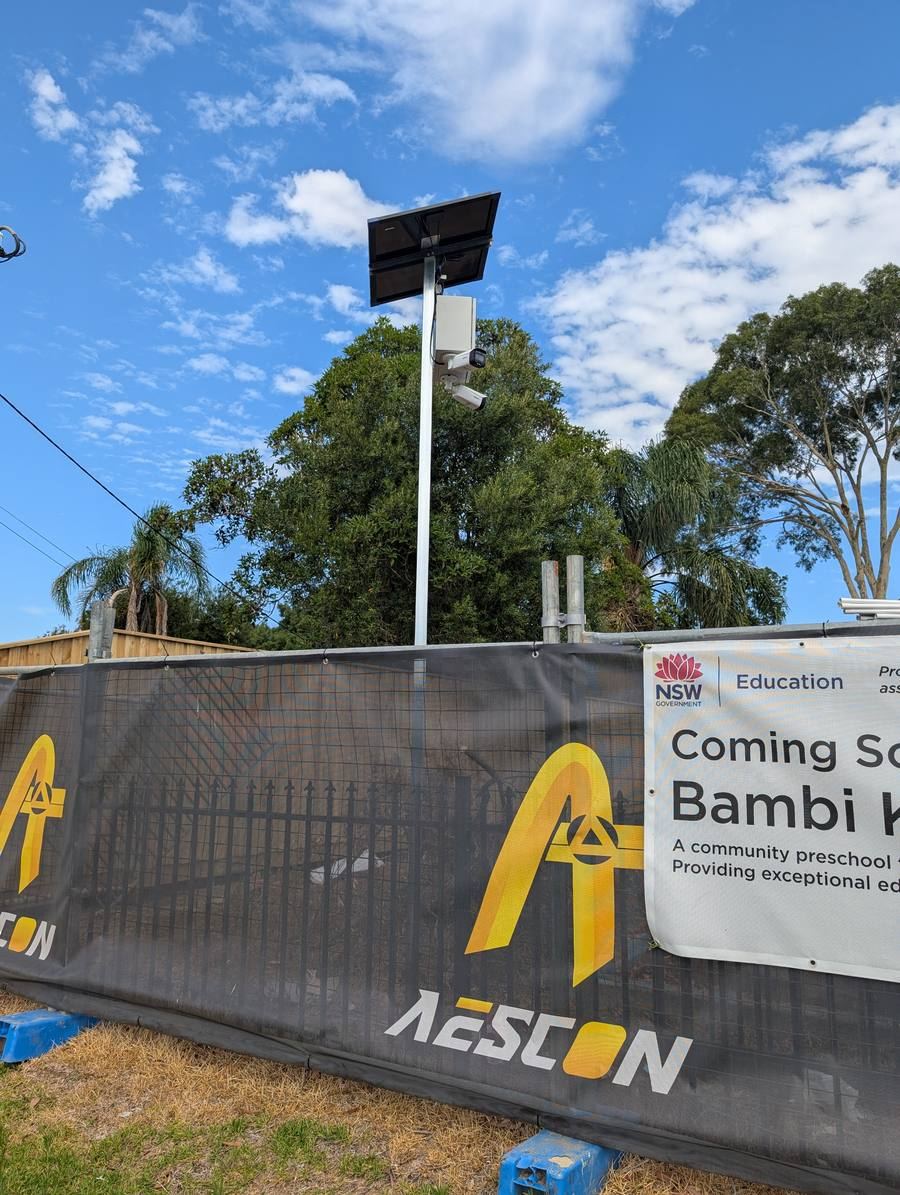 Solar CCTV camera on construction site Sydney