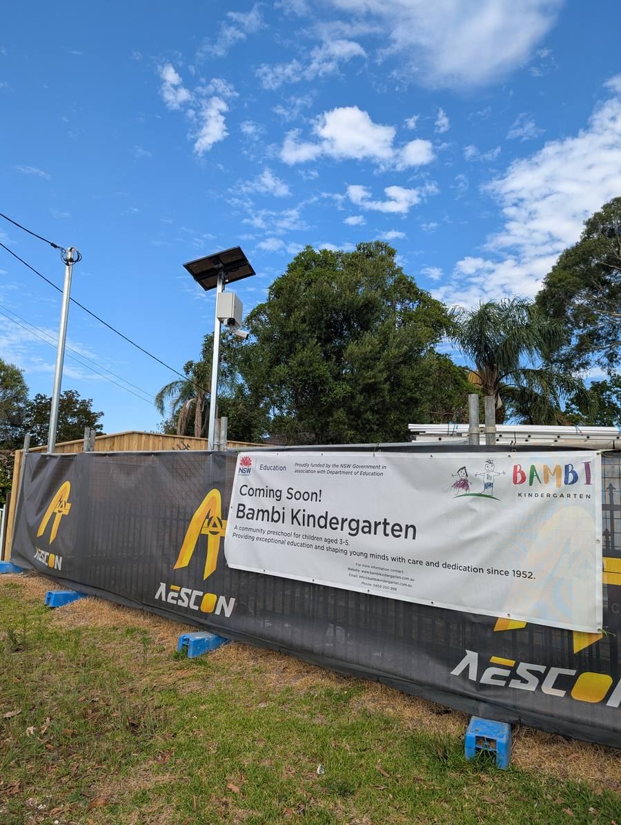 Solar camera hire construction fence line